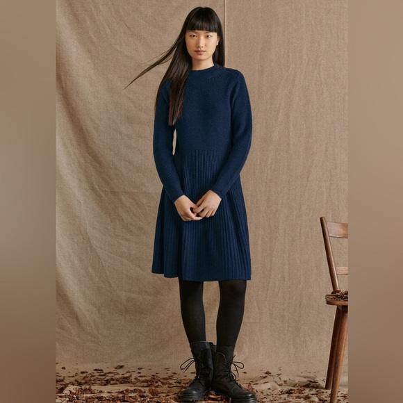 NWT Poetry Blue Turtle Neck Wool/Cotton Sweater Long Sleeve Dress Size 12 - Picture 1 of 16